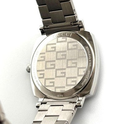 GUCCI GRIP 157.5 QUARTZ DATE GG LOGO SILVER DIAL BRACELET LADIES WATCH BOXED