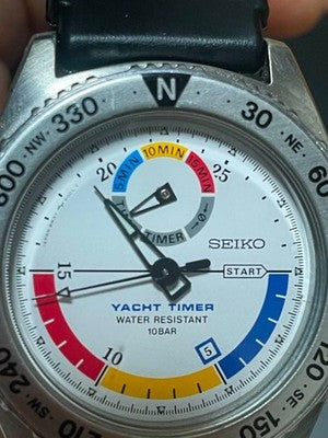 RARE SEIKO 8M37-6000 YACHT TIMER VINTAGE QUARTZ SAILING WATCH WORKING JAPAN