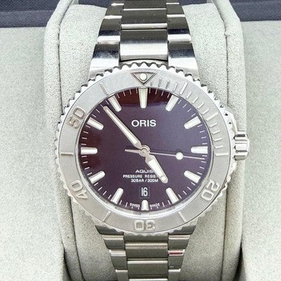 ORIS AQUIS DATE RED DIAL AUTOMATIC 41MM MEN WATCH BOX PAPERS EXCELLENT