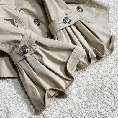 BURBERRY CROPPED TRENCH COAT BEIGE SILVER BUTTONS IT36 SIZE S FROM JAPAN VINTAGE