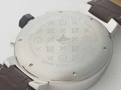 LOUIS VUITTON TAMBOUR VOYAGE CHRONOGRAPH Q102C SS GRAY 44MM WRISTWATCH AUTHENTIC