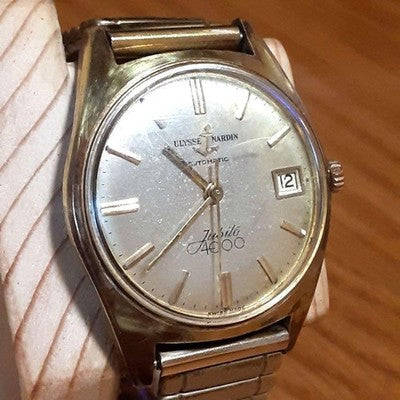 ULYSSE NARDIN JUBILEE 4000 AUTOMATIC GOLD DIAL DATE STRETCH BAND MEN'S WATCH
