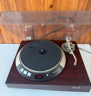 DENON DP-55L DIRECT DRIVE TURNTABLE RECORD PLAYER TESTED FOR PARTS REPAIR