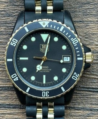 TAG HEUER 1000 PROFESSIONAL 200M 980.029N MEN'S WATCH BLACK GOLD VINTAGE