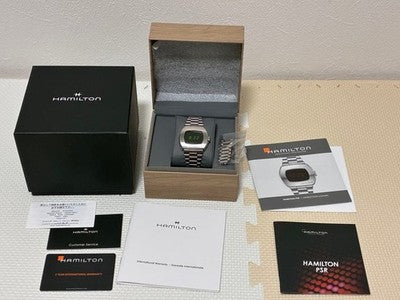 HAMILTON H524140 DIGITAL WATCH PSR PULSAR SILVER GREEN TEXT AUTHENTIC