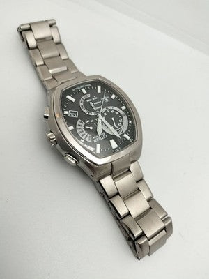 CITIZEN ATTESA E600-T006361 RADIO CONTROLLED SOLAR TITANIUM TONNEAU WATCH BLACK