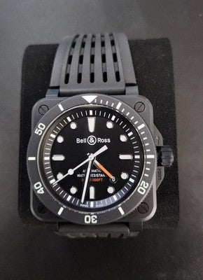 BELL & ROSS BR03 92 DIVER BLACK CERAMIC 42MM AUTOMATIC WATCH FULL SET EXCELLENT