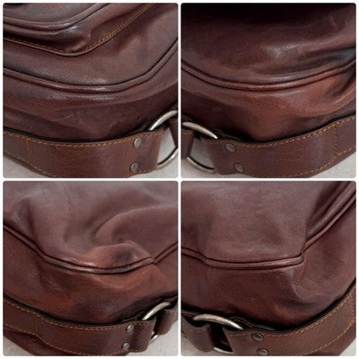 CHRISTIAN DIOR GAUCHO SADDLE BAG JOHN GALLIANO BROWN LEATHER AUTH GOOD