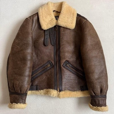 SCHOTT B-9 SHEARLING SHEEPSKIN COAT BOA JACKET MEN LEATHER SIZE 42 MADE IN USA
