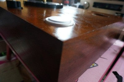 YAMAHA GT-2000L TURNTABLE RECORD PLAYER WITH CABINET, SPINDLE, AND SWITCH
