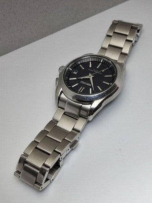 SEIKO BRIGHTZ SAGZ083 7B24-0AF0 SOLAR RADIO BLUE DIAL VERTICAL STRIPE MENS WATCH