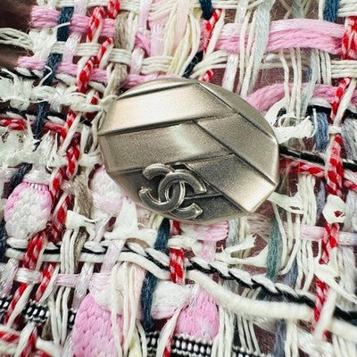 CHANEL 2018 TWEED DRESS COCO MARK LOGO HARDWARE FRENCH SLEEVE MULTI-COLOR