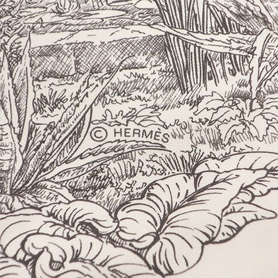 HERMES CARRE 90 SILK SCARF LE JARDIN DE LEILA WHITE USED JAPAN