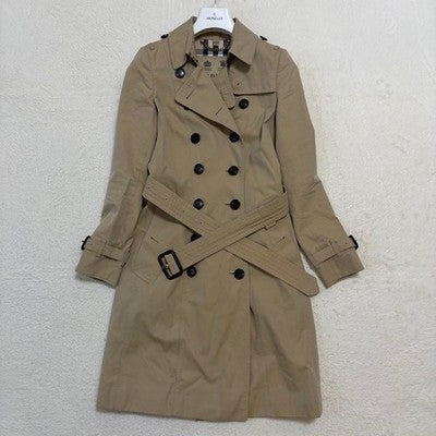 BURBERRY THE CHELSEA TRENCH COAT JACKET BLOUSON WOMEN SIZE US 2 NOVA PLAID BEIGE
