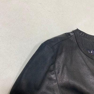 AGNES B LEATHER JACKET LAMBSKIN SIZE 40 FRANCE CARDIGAN BLACK 80S VINTAGE