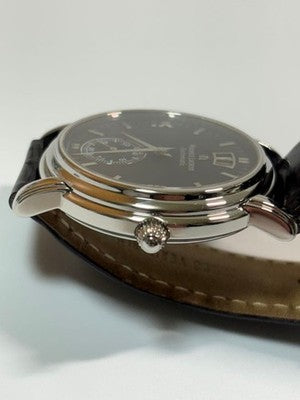 MAURICE LACROIX MASTERPIECE 58789 AUTOMATIC BLACK DIAL LEATHER STRAP WATCH