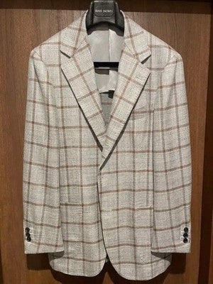 RING JACKET MEISTER 206 GRAY BROWN CHECK SINGLE JACKET JP SIZE 48 FROM JAPAN