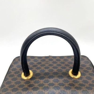 CELINE TRIOMPHE MACADAM PVC HANDBAG BLACK BROWN TOP HANDLE BAG VINTAGE JAPAN
