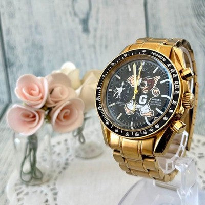 BEAMS OVER THE STRIPES GREMLIN GIZMO CHRONOGRAPH WATCH BLACK GOLD WORKING RARE