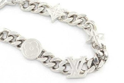 LOUIS VUITTON BAG CHARM MONOGRAM ELEMENT CHAIN M01468 SILVER METAL USED WALLET