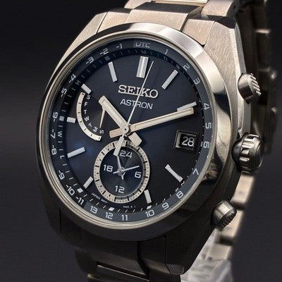 SEIKO ASTRON SBXY015 SOLAR RADIO CONTROL TITANIUM BLACK DIAL WATCH BOX