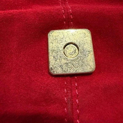 FENDI MAMMA BUCKET SHOULDER BAG RED SUEDE LEATHER HANDBAG WITH DUST BAG
