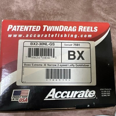 ACCURATE BX2-30N 2-SPEED LEFT HANDED REEL - CUSTOM HANDLE, RECENTLY OVERHAULED