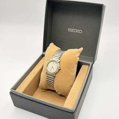 SEIKO CREDOR 5A70 0210 DIAMOND BEZEL 18KT QUARTZ WATCH NEW BATTERY RARE
