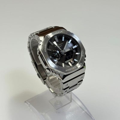 CASIO G SHOCK FULL METAL OCTAGON (GM B2100) SILVER TOUGH SOLAR ANALOG DIG W/BOX