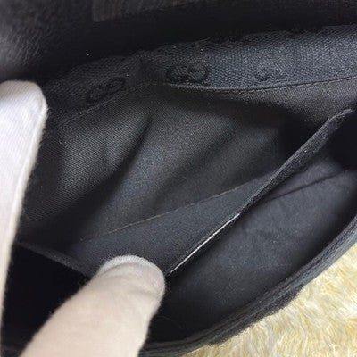 GUCCI GG CANVAS SHERRY LINE BLACK CROSSBODY BAG AUTHENTIC NEAR MINT
