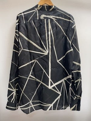 RICK OWENS 22SS SNAP COLLAR FAUN SHIRT 52 RU01B1290-JP1 DRAW CORD PATTERN USED