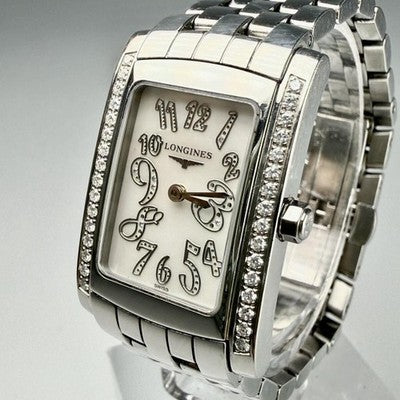 LONGINES DOLCEVITA L5.502.0 QUARTZ WATCH SHELL DIAL DIAMOND BEZEL SWISS