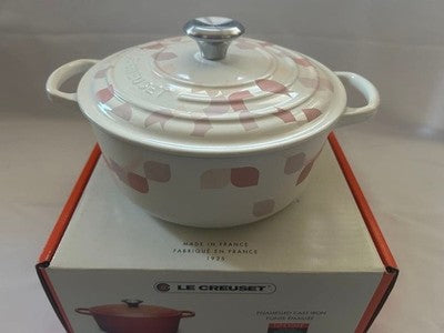 LE CREUSET COCOTTE RONDE PETAL 20CM SHINY WHITE DUTCH OVEN UNUSED ENAMELED POT