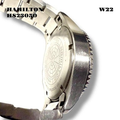 HAMILTON KHAKI AUTOMATIC H823050 NAVY SCUBA BLACK DIAL ORANGE HAND MEN'S WATCH