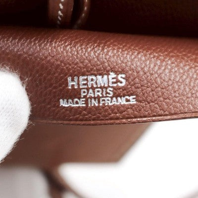 HERMES CLOCETTE KEY RING NECKLACE BROWN LEATHER SILVER LOGO MARGIELA ERA W/BOX