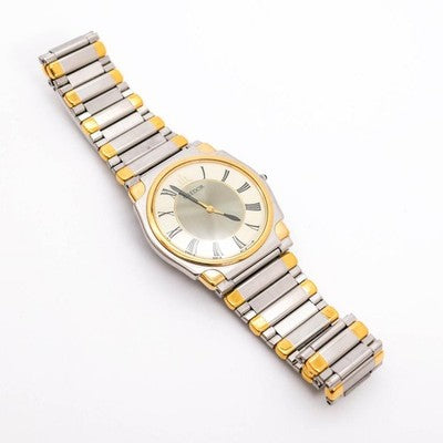 SEIKO CREDOR 9570-6020 QUARTZ WATCH 22K SGP TWO TONE ROMAN DIAL MEN JAPAN