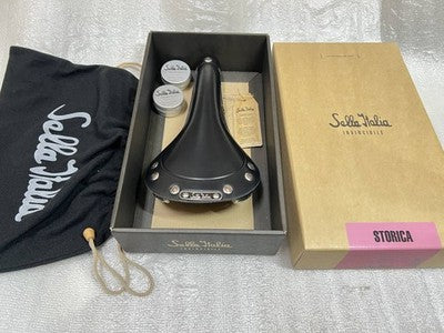 SELLE ITALIA STORICA BLACK LEATHER SADDLE 145 X 295MM CRMO RAIL MADE IN ITALY