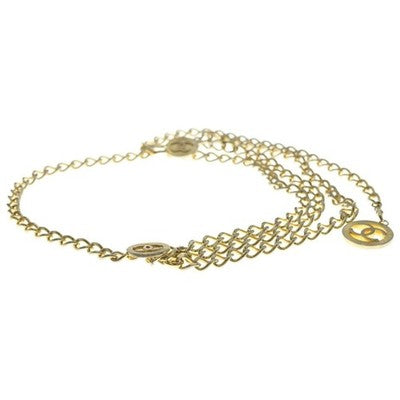 CHANEL COCO LOGO ROUND CHARM CHAIN BELT GOLD PLATE 1984 STAMPING VINTAGE FROM JP