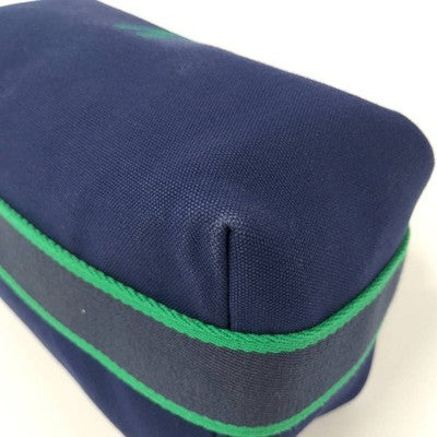 HERMES BRIDE A BLACK PM POUCH CANVAS MARINE NAVY USED FROM JAPAN