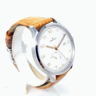 JUNGHANS 027/4781.00 MEN'S WATCH ROUND FACE JAPAN MADE LEATHER BELT DIAL: SILVER