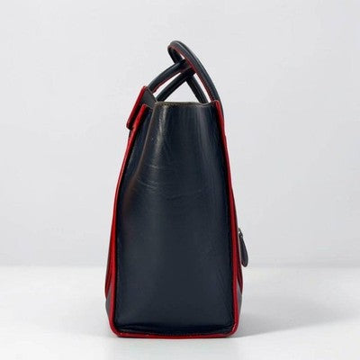 CELINE LUGGAGE MICRO SHOPPER TOTE BICOLOR LEATHER NAVY RED HANDBAG