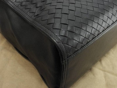 BOTTEGA VENETA INTRECCIATO LEATHER TOTE BAG BLACK BUSINESS SHOULDER BAG