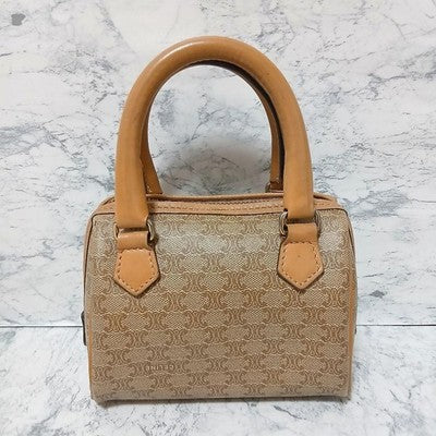CELINE VINTAGE MACADAM MINI BOSTON BAG 2-WAY PVC LEATHER SHOULDER HANDBAG RARE