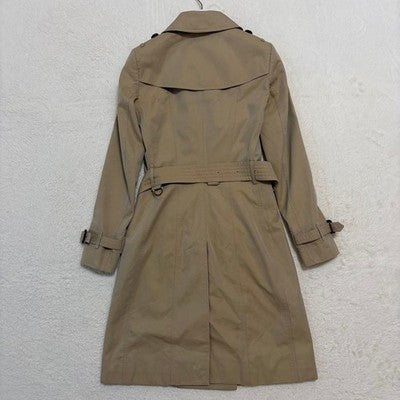 BURBERRY THE CHELSEA TRENCH COAT JACKET BLOUSON WOMEN SIZE US 2 NOVA PLAID BEIGE