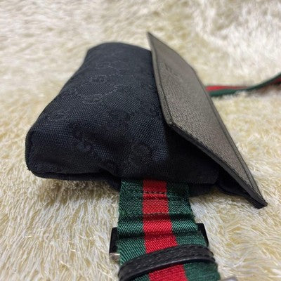 GUCCI GG CANVAS SHERRY LINE BLACK CROSSBODY BAG AUTHENTIC NEAR MINT