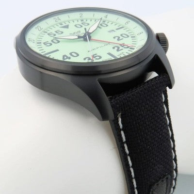 GLYCINE GL0439 AIR PILOT GMT 44MM BLACK MILITARY QUARTZ WATCH UNUSED W/ BOX MINT