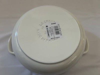 LE CREUSET COCOTTE RONDE PETAL 20CM SHINY WHITE DUTCH OVEN UNUSED ENAMELED POT