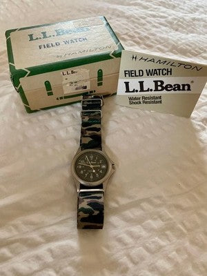 L.L.BEAN HAMILTON WRISTWATCH STAINLESS STEEL WATER RESISTANT WITH BOX MANUAL