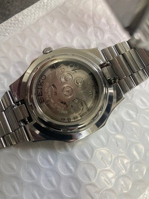 SEIKO 5 SNKK45 SUNBURST BLUE AUTOMATIC SILVER DIAL & BAND WATCH WORKING