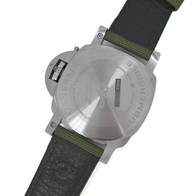 PANERAI SUBMERSIBLE BIANCO PAM02223 ORIGINAL GREEN TEXTILE STRAP SS WHITE WATCH